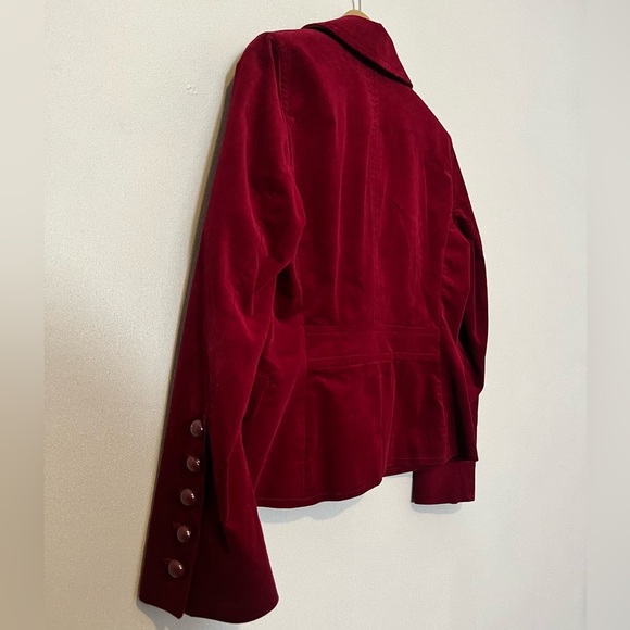 Talbots Maroon Velour Button Blazer Jacket Coat - Women’s 8 Petite - Picture 8 of 10
